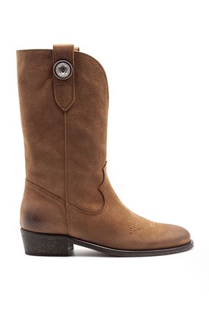 Stivale midi in pelle martellata marrone VIA ROMA 15 | 4378CUOIO